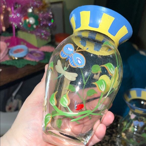 LENOX hand painted vintage Floral Glass Vases set of 3 - Picture 6 of 16